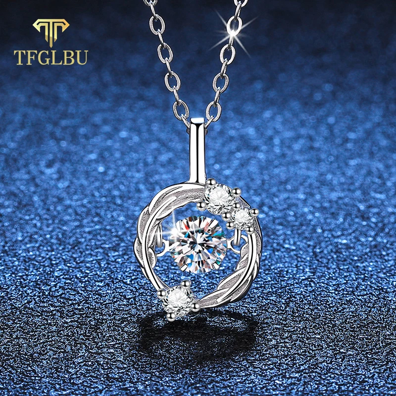 TFGLBU collana Moissanite scintillante da 0,5 ct per donna ciondolo classico con diamante taglio brillante scavato in argento Sterling 100% 925