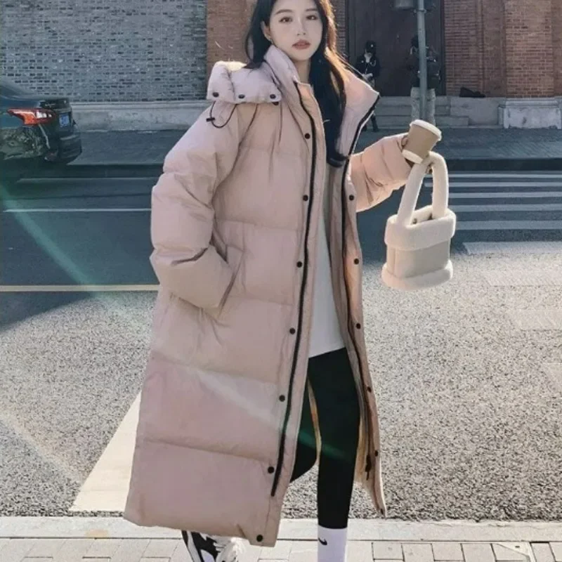 Imagem -03 - Cabolsa Grosso e Solto Feminino Sobretudo com Capuz Parkas Longos Outwear Quente Simplicidade na Moda Tamanho Grande Novo Inverno 2023