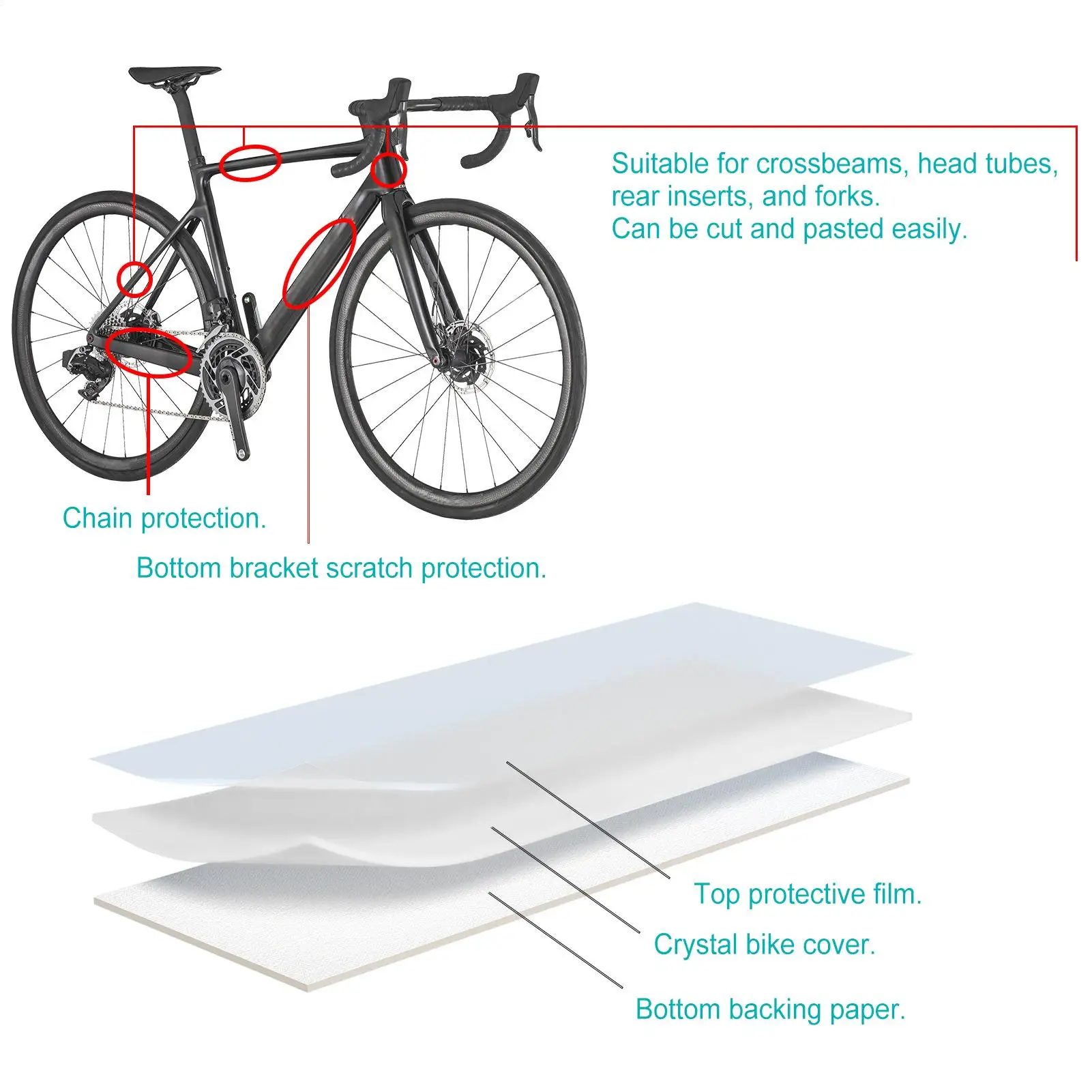 

Bike Frame Protection Clear Pvc Anti-Scratch Protector Bike Frame Wrap For Road Chain Fork Bicycle Chainstay Paint Cycling