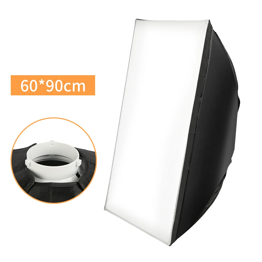 Black Bowens 60X90 Foldable SoftBox Speedlite Flash Softbox for S-type Bracket fit Elinchrom Mount Film-Making Video Shoot