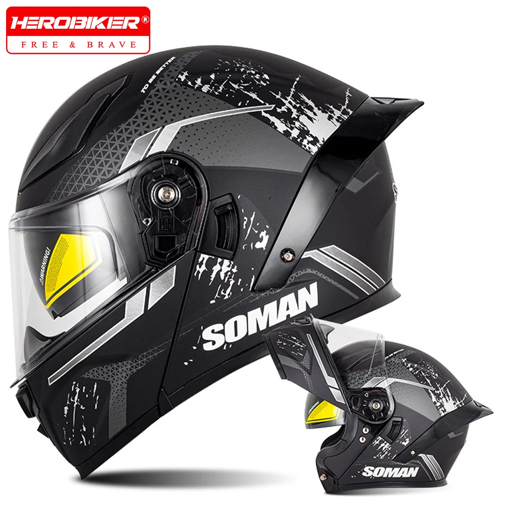 

Summer Motorcycle Helmet Double Lens Full Face Helmet Moto Flip Up Helmet Men Women Modular Motocross Riding Helmet ABS Material