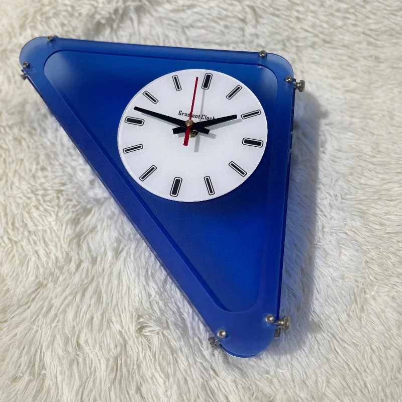 Silent Triangular Two Sided Wall Clock Acrylic Minimalist Vintage Indoor Home Decor Living Room Elegant Modern Timepiece Gift
