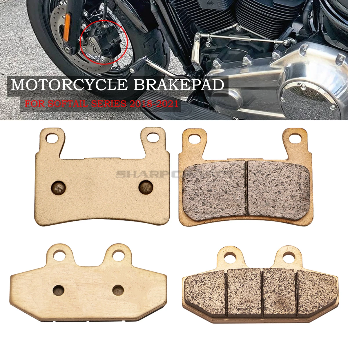 For Harley Softail FLFB Fat Boy Heritage Classic/114 Breakout Deluxe Street Bob Low Rider 18-21 Motorcycle Front Rear Brake Pads