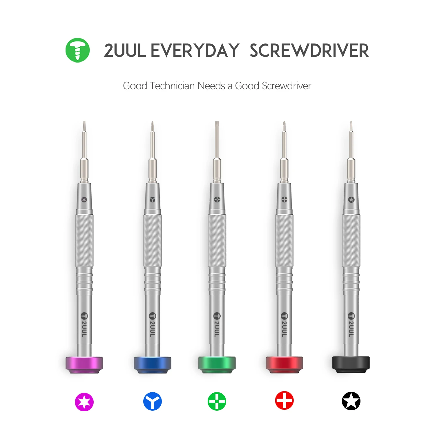 2UUL Precise Magnetic Screwdriver 5-Point 0.8 Convex Cross HEX T2 Phillips 1.5 Y-Type 0.6 For IPhone Android Repair Tool