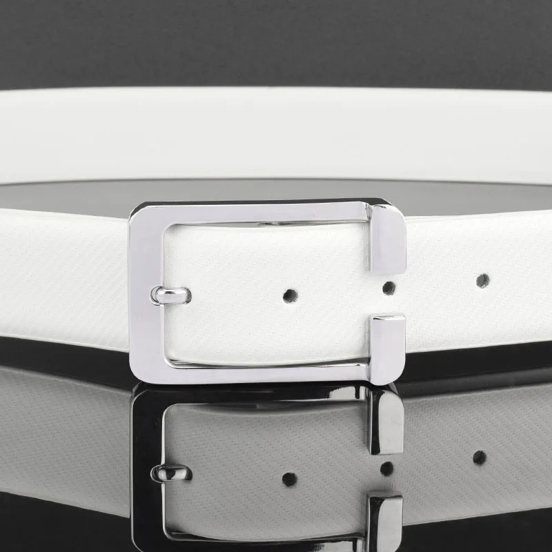 Business White Waist Strap Pin Leather Men's Belt Buckle Student Luxury Brand Dress Casual Designer Mens Belts Ceinture Homme