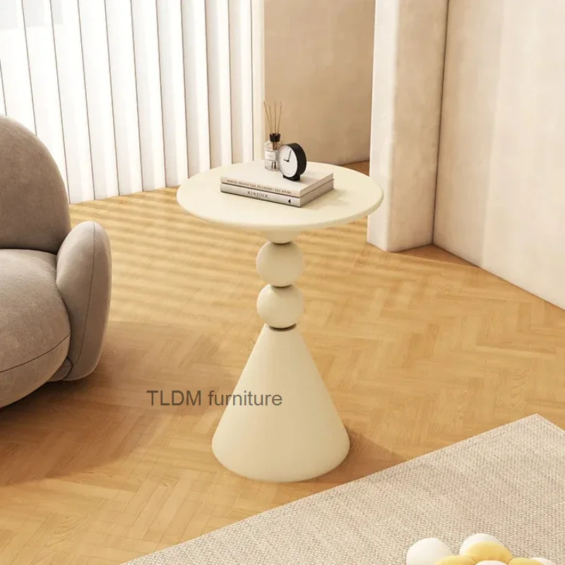 Modern Coffee Table Living Room Side Table Creative Small Coffee Tables Cream-Color Round Table