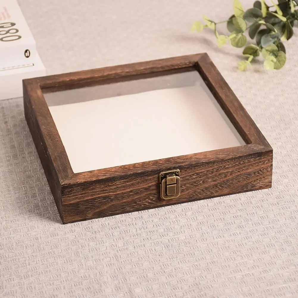 Showcase Box Display Case Wood Specimens Display Case with Smooth Edges High-visibility Shadow Box for Storage Showcase Multiple