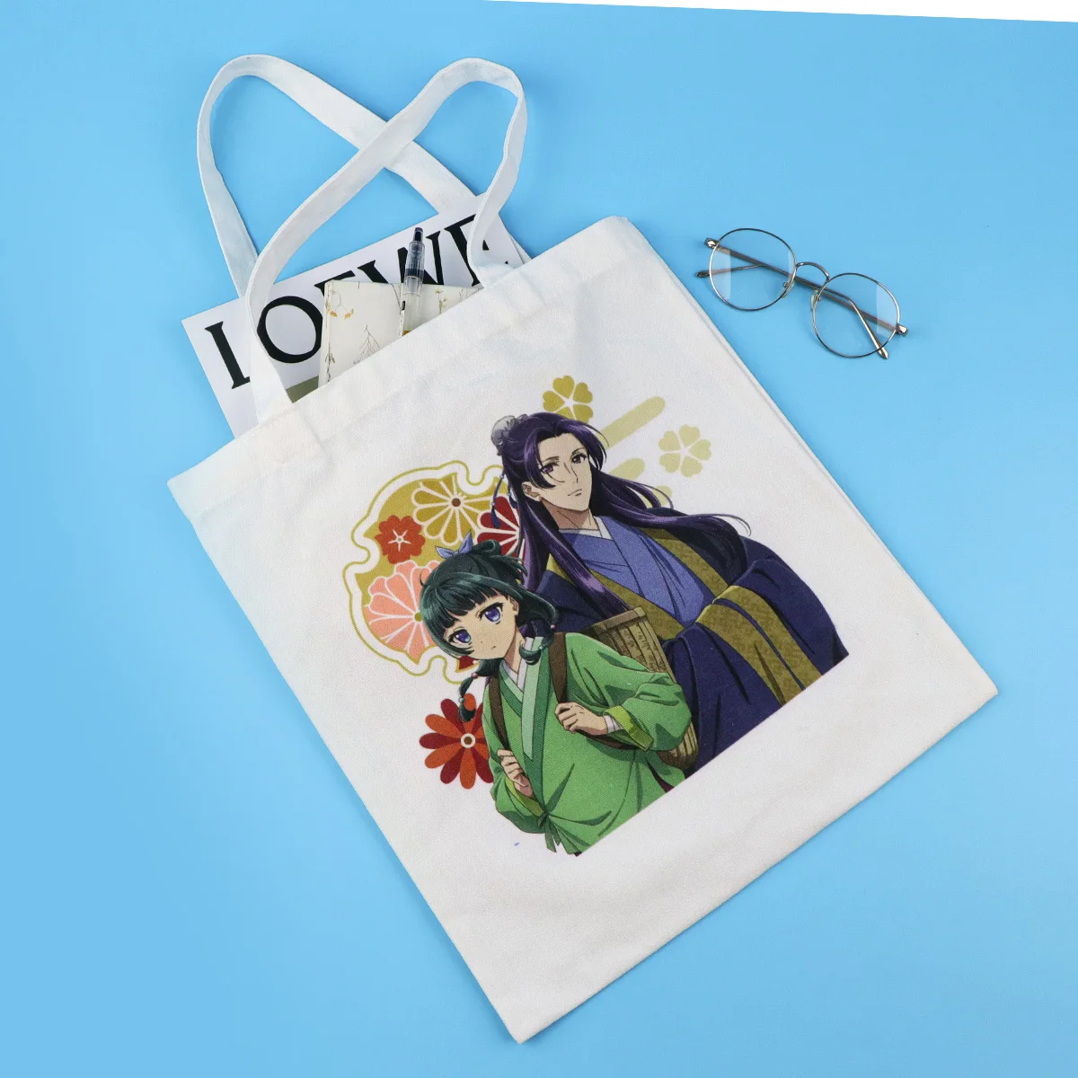 

Холщовая сумка с принтом японского аниме Maomao, складная сумка на одно плечо, женская большая сумка для девочек, многоразовая сумка для покупок