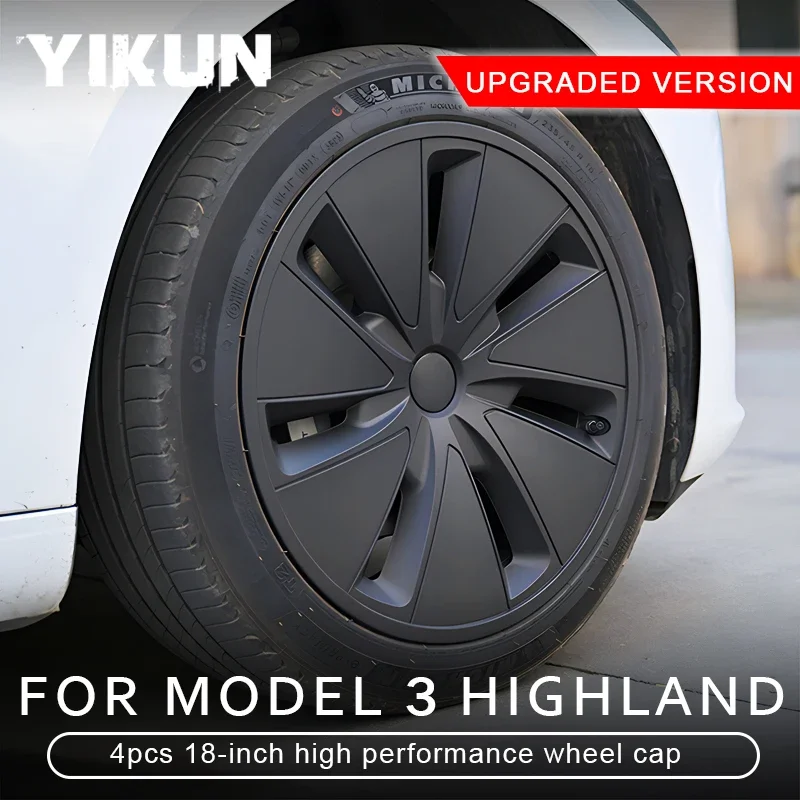 4PCS Wheel Cover Car For Tesla Model 3 Highland 2024 Version 18Inch Hub Caps Performance Replacement Wheel HubCap Full Rim Cover