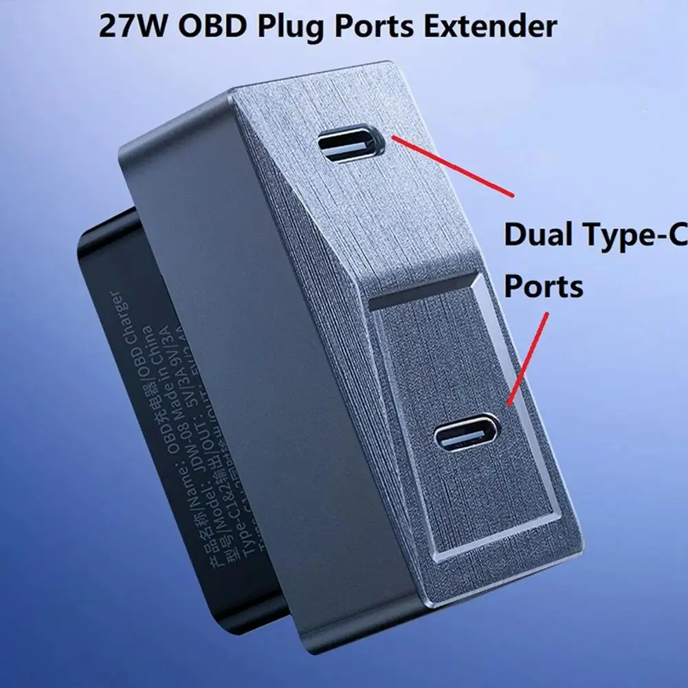 Hidden 27W OBD Charger PD Fast Charging Adapter For Tesla Model 3 Highland 2024 USB-C Dual Ports Plug And Play Car Charger