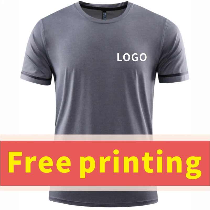 

Quick drying T-shirt printing Breathable clothing with logo printing Outdoor sports shirt embroidered with text Summer DIY