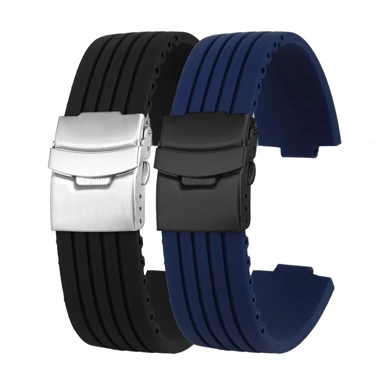 Новый силиконовый резиновый ремешок для часов для Oris Aquis 7330 7740, ремешок для часов 22x11 мм, 24x12 мм, выпуклый ремешок, браслет, черный, синий