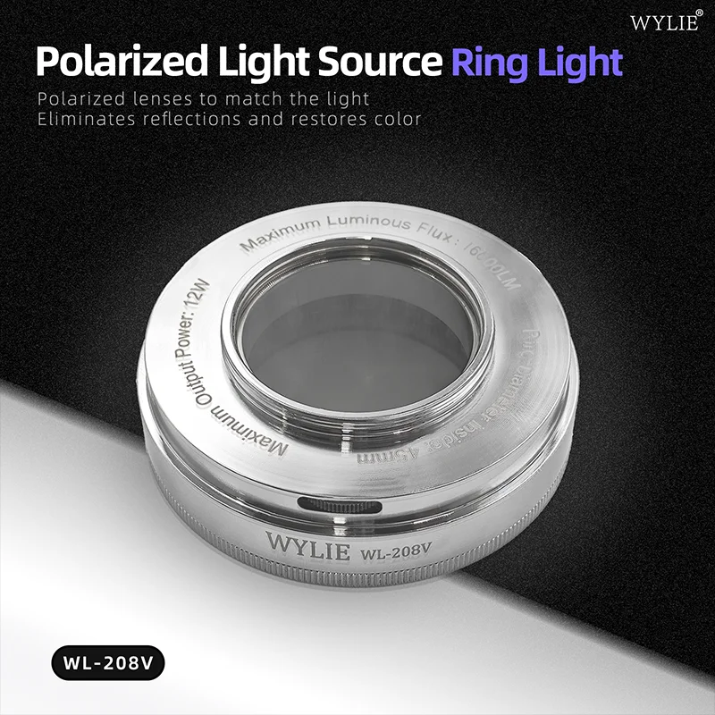 WYLIE WL-208V Microscope Polarized Light Source Ring Light 64 LED Large Lamp Beads USB Interface Adjustable Brightness Repair