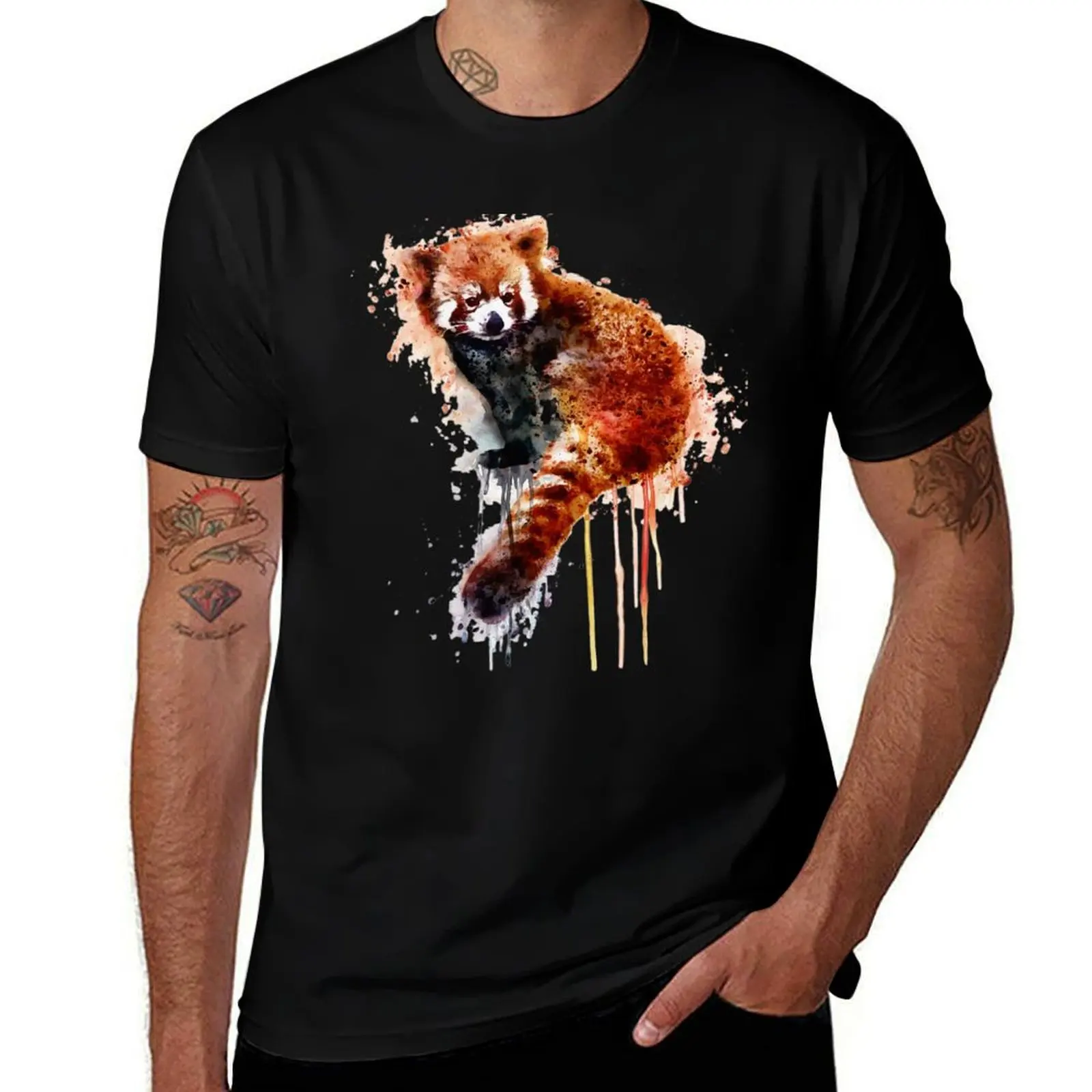 Red Panda T-Shirt Casual Simple Design Short Sleeve Shirt T-Shirt