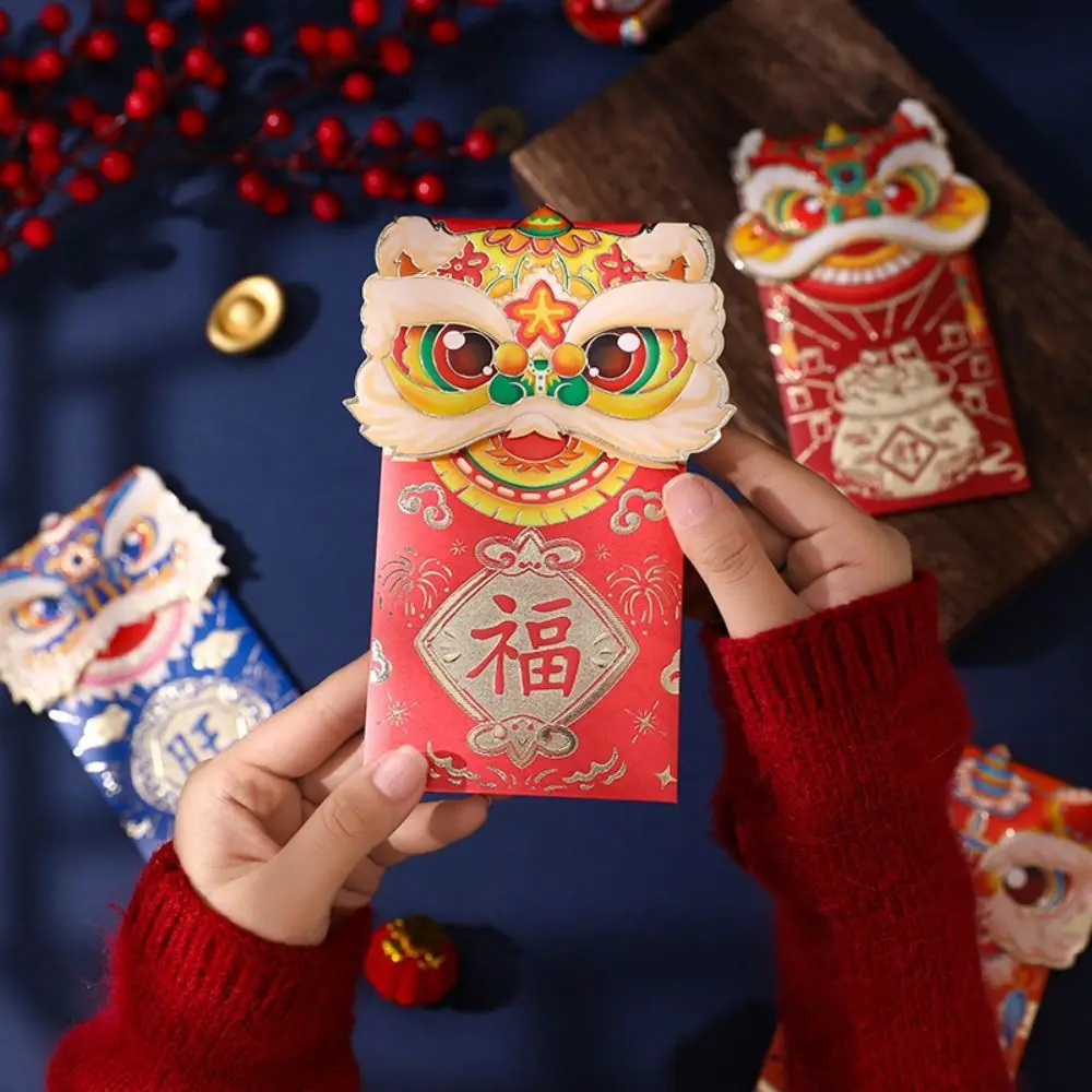 Luck Money Bag Red Envelope 2024 New Year Packet Dragon Pattern Money Bags Best Wishes Good Luck Money Pocket Party Gifts