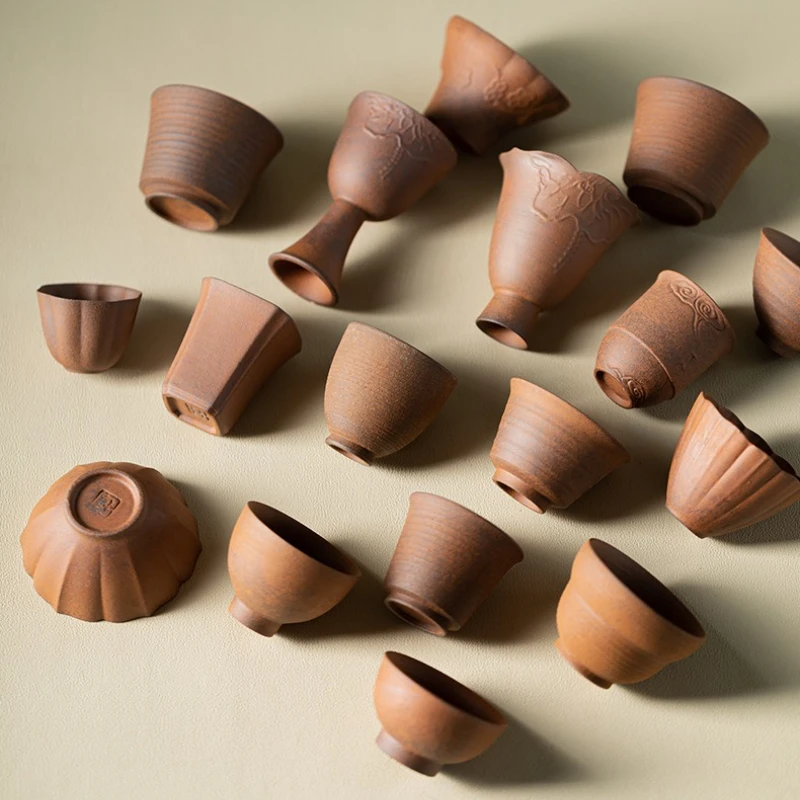 

Retro Handmade Tea Cup Ceramic Master Cups Household Chinese Kung Fu Teaware Accessories Old Rock Mud Teacups Japanese Tea Bowls