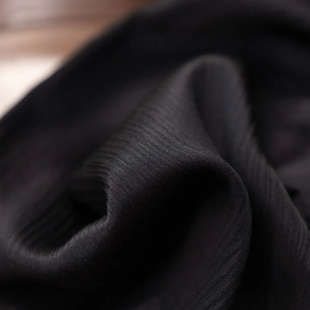 2026 Women's Spring New 100% Natural Mulberry Silk Bark Satin Double Pocket Black Elastic Waist Fashion Straight-leg Pants