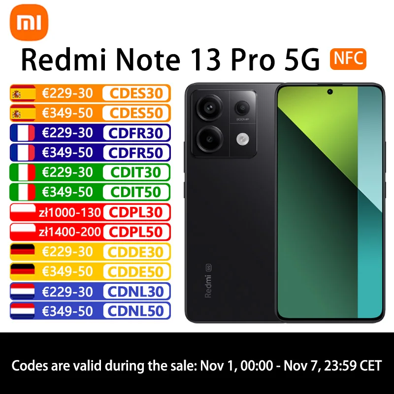 Xiaomi Redmi Note 13 Pro 5G,8GB RAM 128GB ROM,NFC Snapdragon 7s Gen 2 120 HZ AMOLED screen 200MP camera 67 W charging 5100 mAh battery local warranty