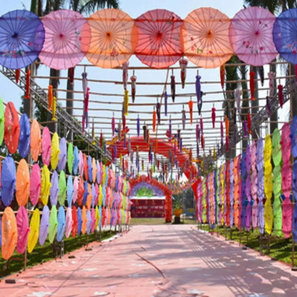 

New Chinese Antique Style Oiled Paper Umbrella Silk 10 Colors Decorative Umbrella Dance Performance Umbrella Dance Performance