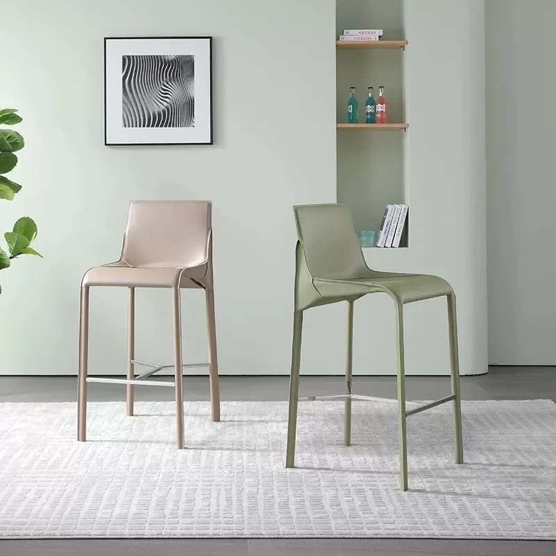 Italian Rustic Metal Bar Stools Minimalist Backrest Design Luxury Bar Chair Nordic Counter Modern Sillas Para Barra Furniture