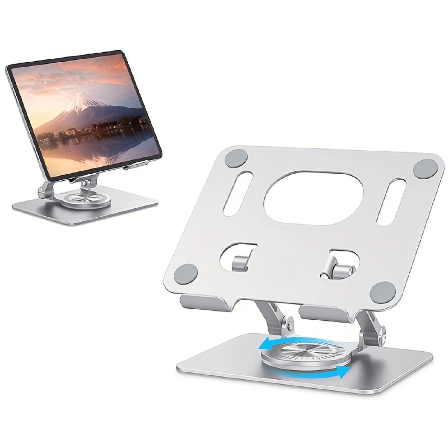 Aluminum Tablet Stand with -Degree Rotation and Adjustable Holder for Mobile Phones - Multifunctional Desktop Stand for Comforta