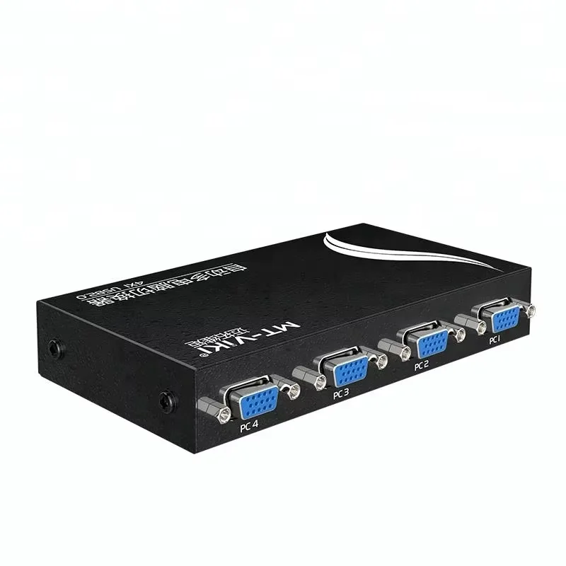 MT-Viki 4 Port Auto USB KVM Switch Hotkey Select with Original Cables Metal Casing Resolution PC Manage Send cable MT-471UK-L