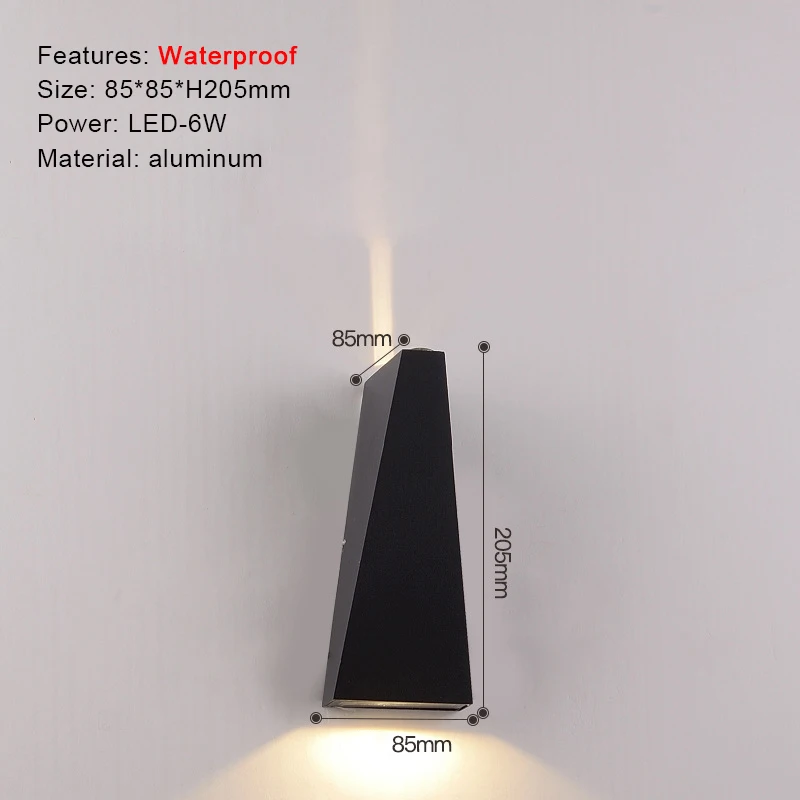 Outdoor waterdichte LED-wandlamp Modern en eenvoudig Scandinavisch Zwart Villa Binnenplaats Tuin Gang Balkon Dubbele kopspots
