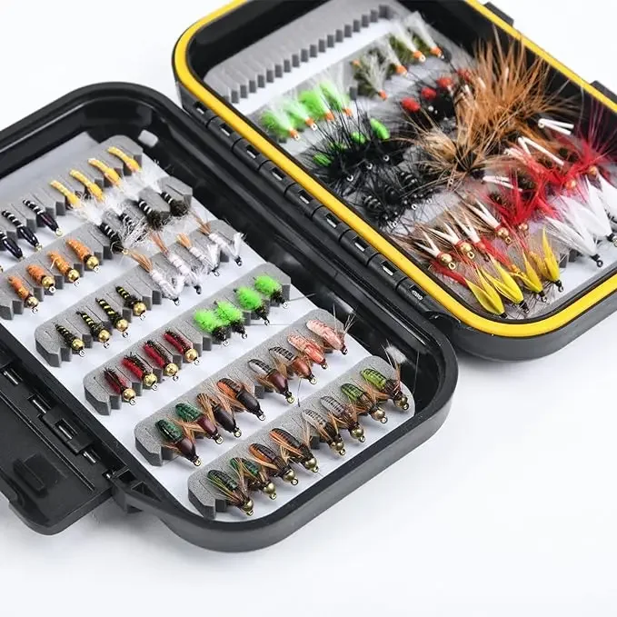 2026 88pcs Complete Fly Fishing Lure Set With Portable Box Dry Flies Wet Flies Lure For Bass Trout Salmon