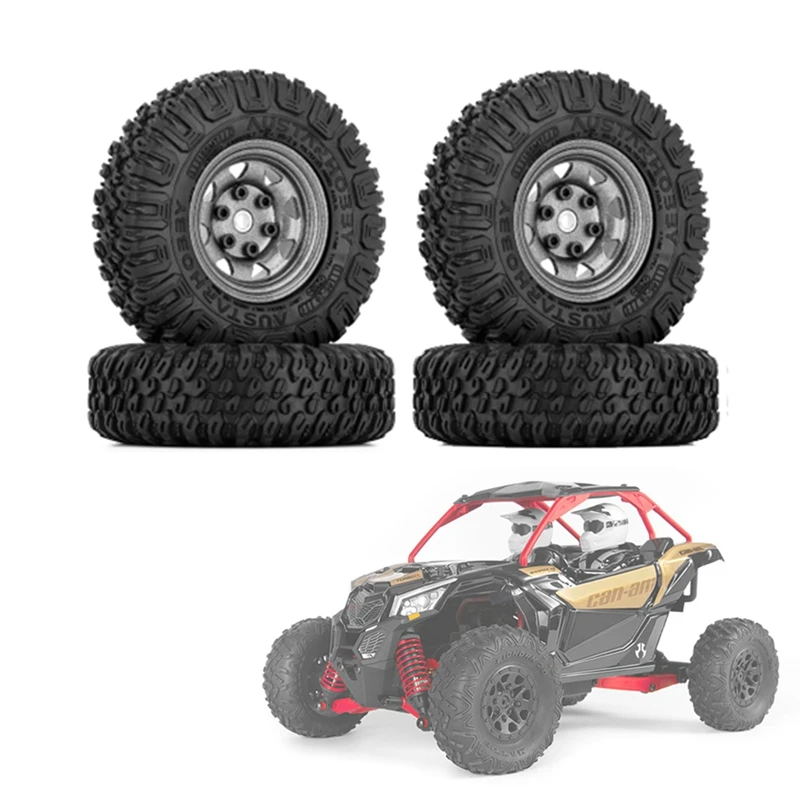 4PCS 85Mm 1.55 Metal Beadlock Wheel Rims Tires Set For 1/10 RC Crawler Car Axial Yeti Jr RC4WD D90 TF2 Tamiya