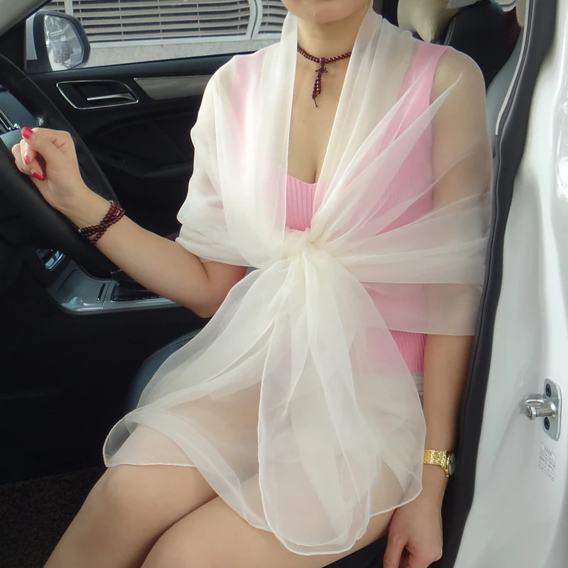 

Ivory Women Chiffon Wraps And Shawls 190*120cm Shrugs For Wedding Dress Long Scarf Bridal Bolero Cape For Evening Party Dress