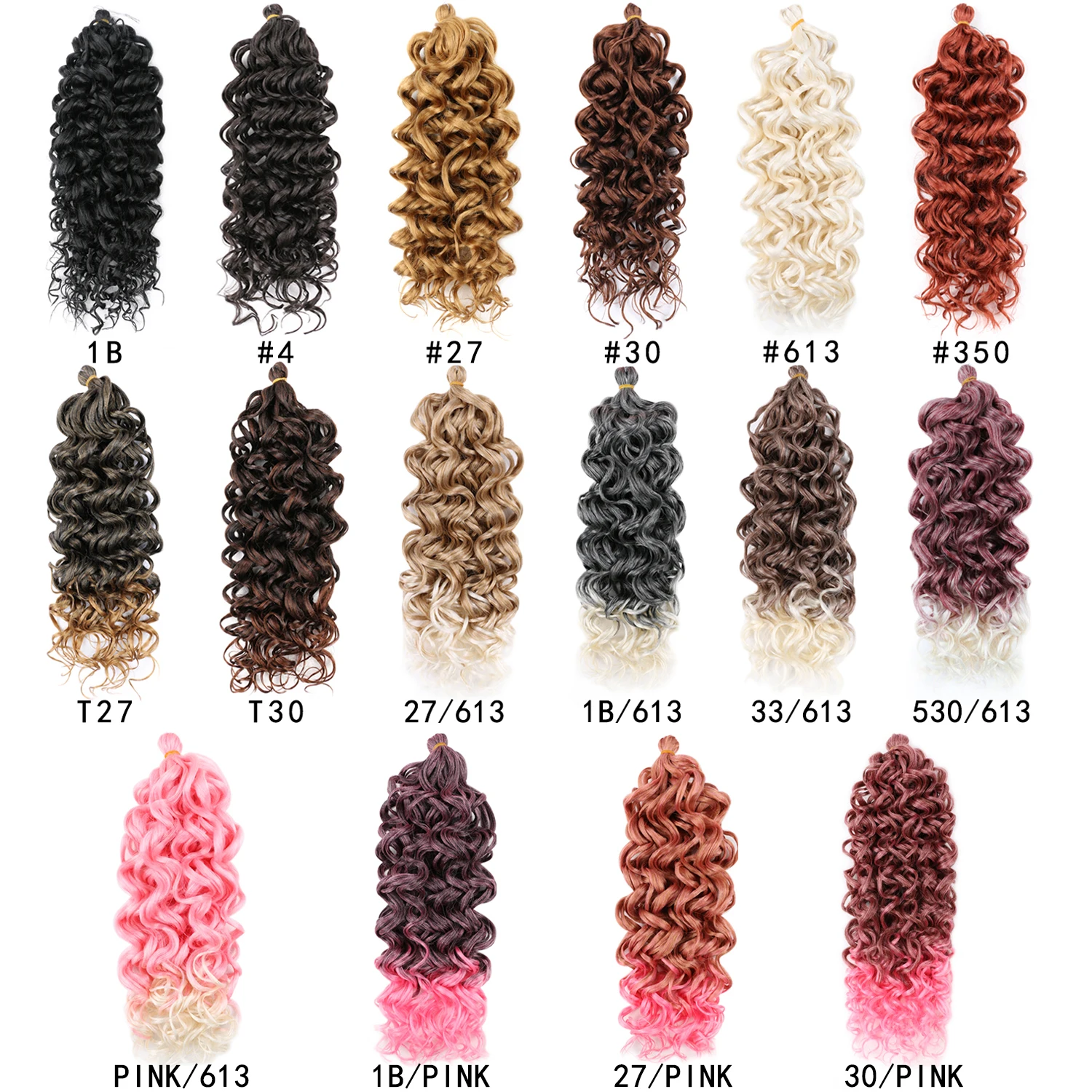 Dairess 20 inch Synthetic Ocean Wave Braiding Hair Extensions Afro Curl Crochet Hair For Women