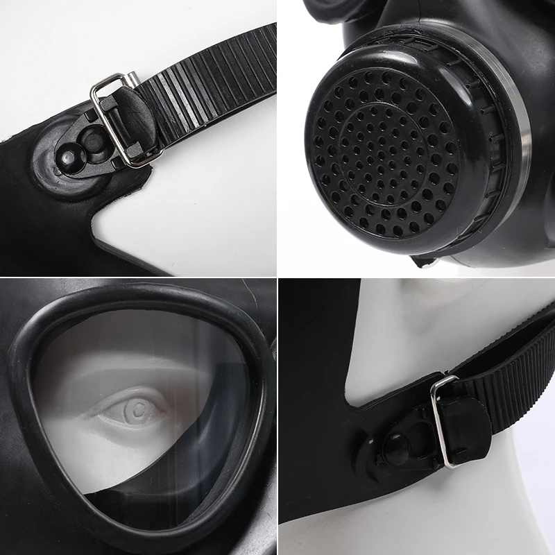 Black 87 Full Face Rubber Chemical Gas Mask Respirator P-A-1 Filter Box For Painting Spray Pesticide Prevention Mask Work Safety