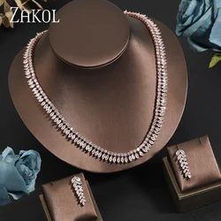 ZAKOL Fashion Sparking Clear Round Cut Cubic Zircon Women Jewelry Sets for Brides Wedding Evening Dress Factory Price