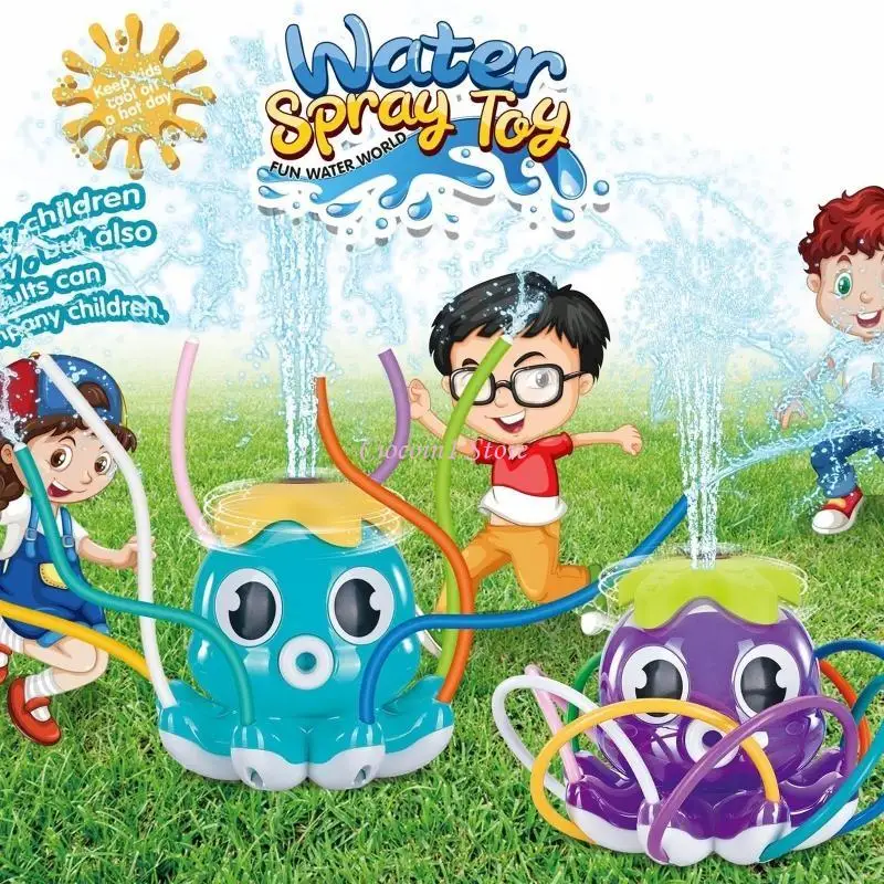 Y1UB 아동 스프링클러 장난감 회전 8 호스 물 스프레이 문어 장난감 외부 잔디밭 뒷마당 해변 모래 물 놀이 여름 Supp