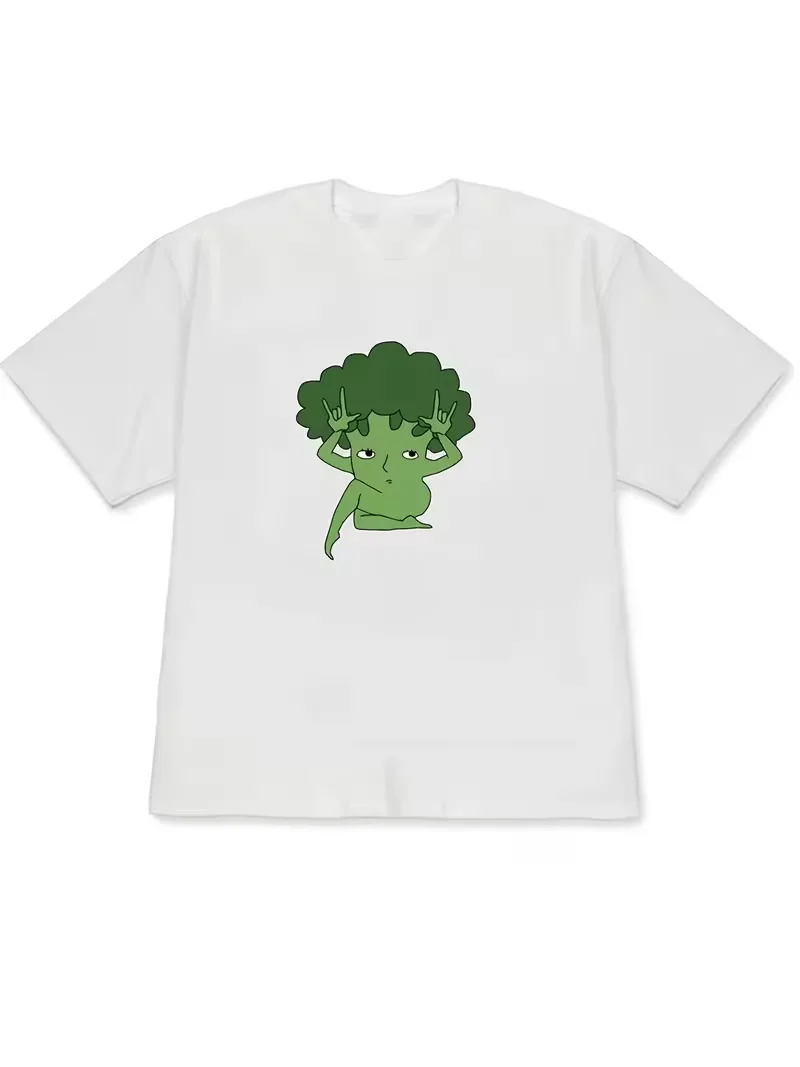 Unisex Cute Strawberry Basket Graphic T-Shirt, Kawaii Korean Breakfast Print Casual Soft Short Sleeve Top