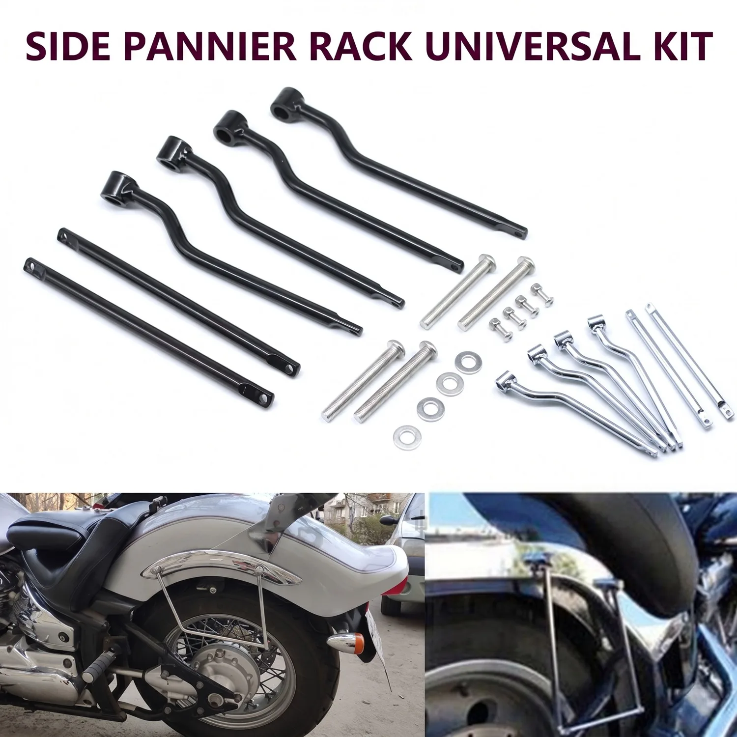 Retro Side Bag Bracket For Harley Cruiser Steed 400 Saddlebag Support Mount 12mm Universal Modification Motorcycle Parts