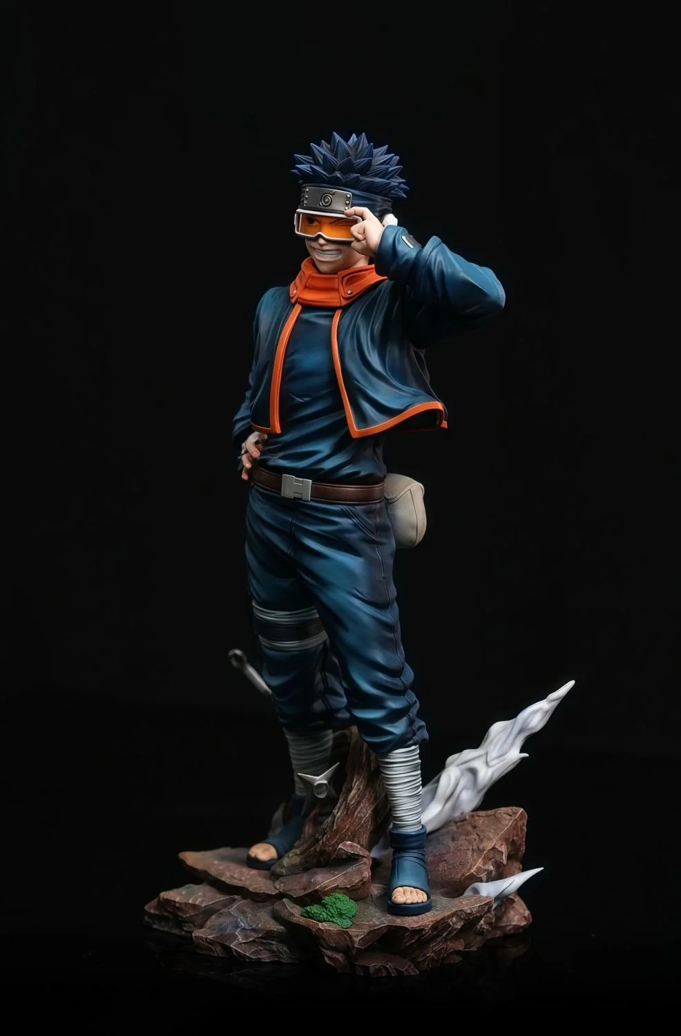 Naruto criança óculos bandana obito uchiha anime estatueta jg modelo estátua de pé figura ornamentos colecionáveis menino brinquedo presente
