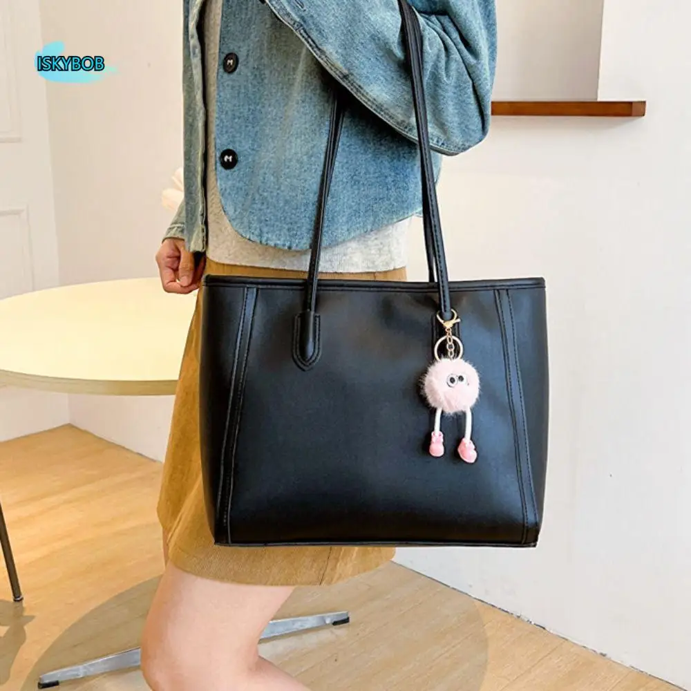 

Portable Korean Style Pu Tote Bag Handbag Pure Color Underarm Bag All-match PU Leather Shoulder Bag Women