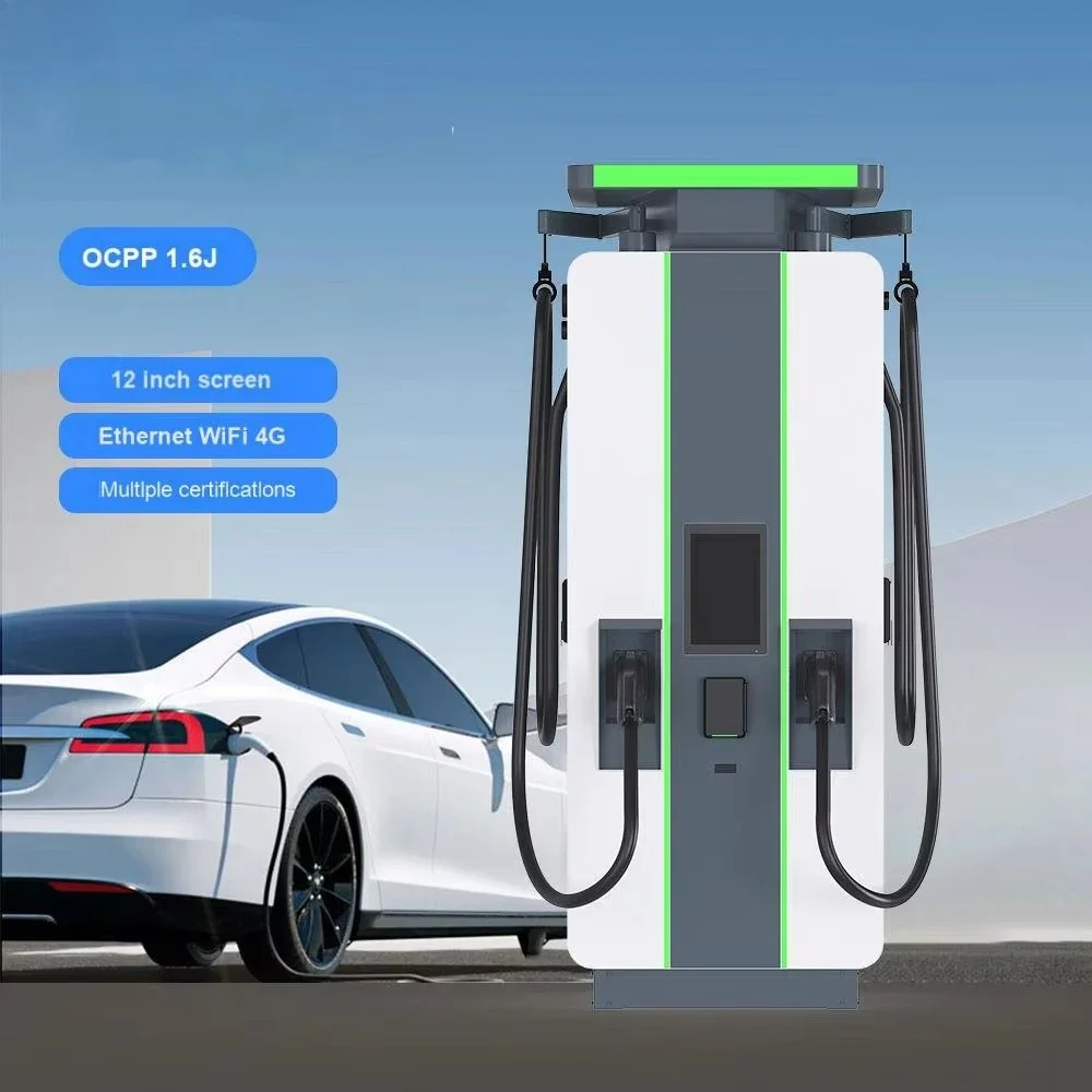 New 80kW DC Electric Car Charging Station Dual G-u-n CCS2 Floor Mounted EV Charging Station CE Certified for Commercial Parking