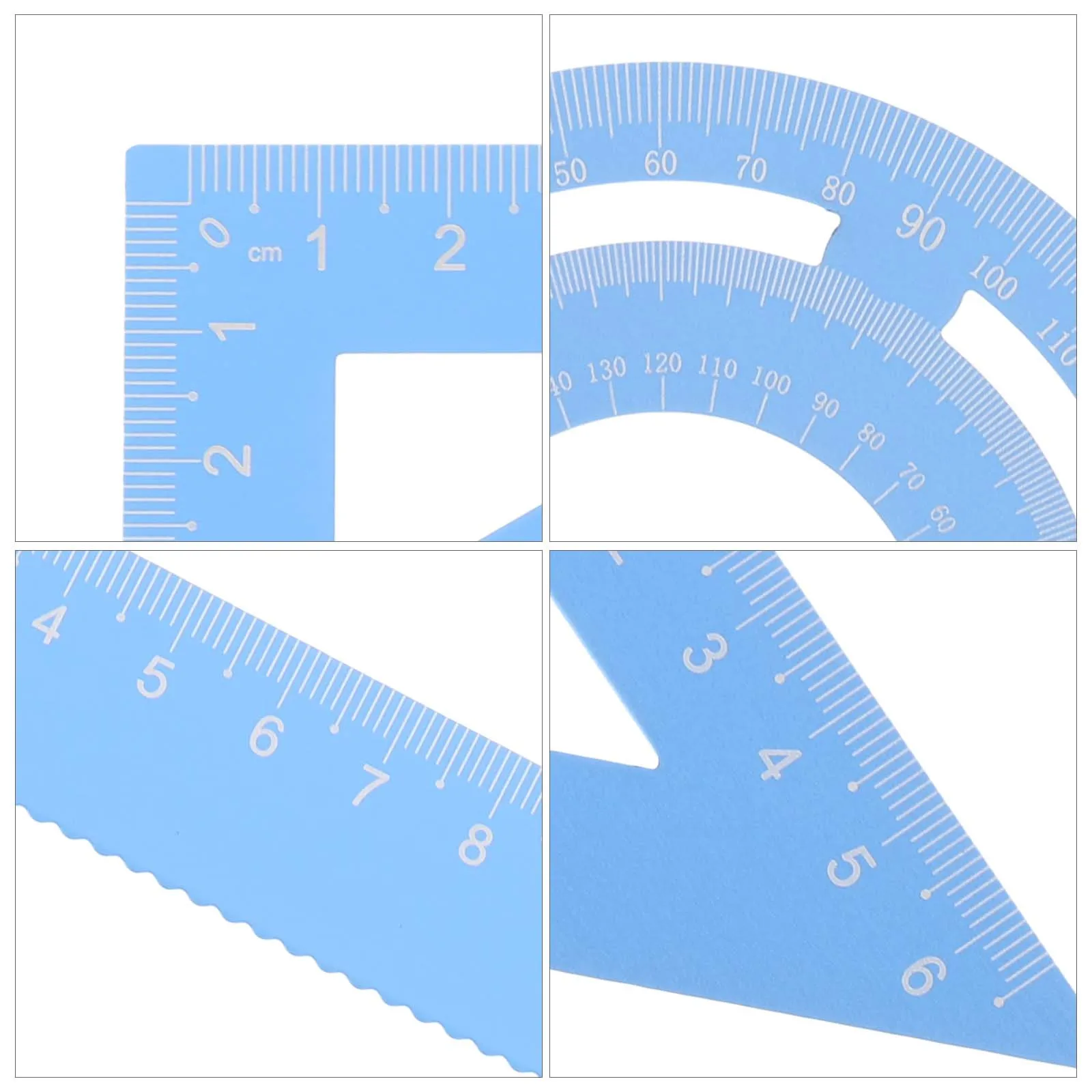

4Pcs Aluminum Alloy Metal Rulers Geometry Measuring Tool Set Protractor Triangle Ruler Stationery for Students School Office