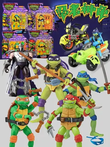 Teenage Mutant Ninja Turtles Action Figures Raphael Michelangelo Joint Movable Table Ornament Collectible Kids Birthday Gifts