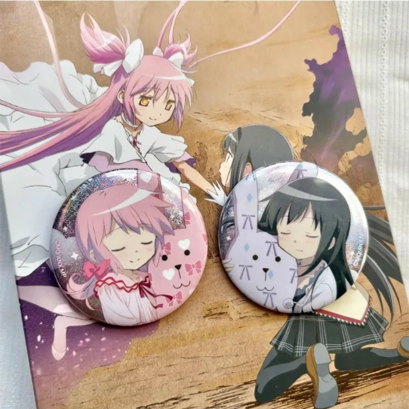 Cute Anime Figure Kaname Madoka Akemi Homura Brooch Badge Brooch for Backpack Clothes Chest Ornament Gifts Pin Cosplay Badge