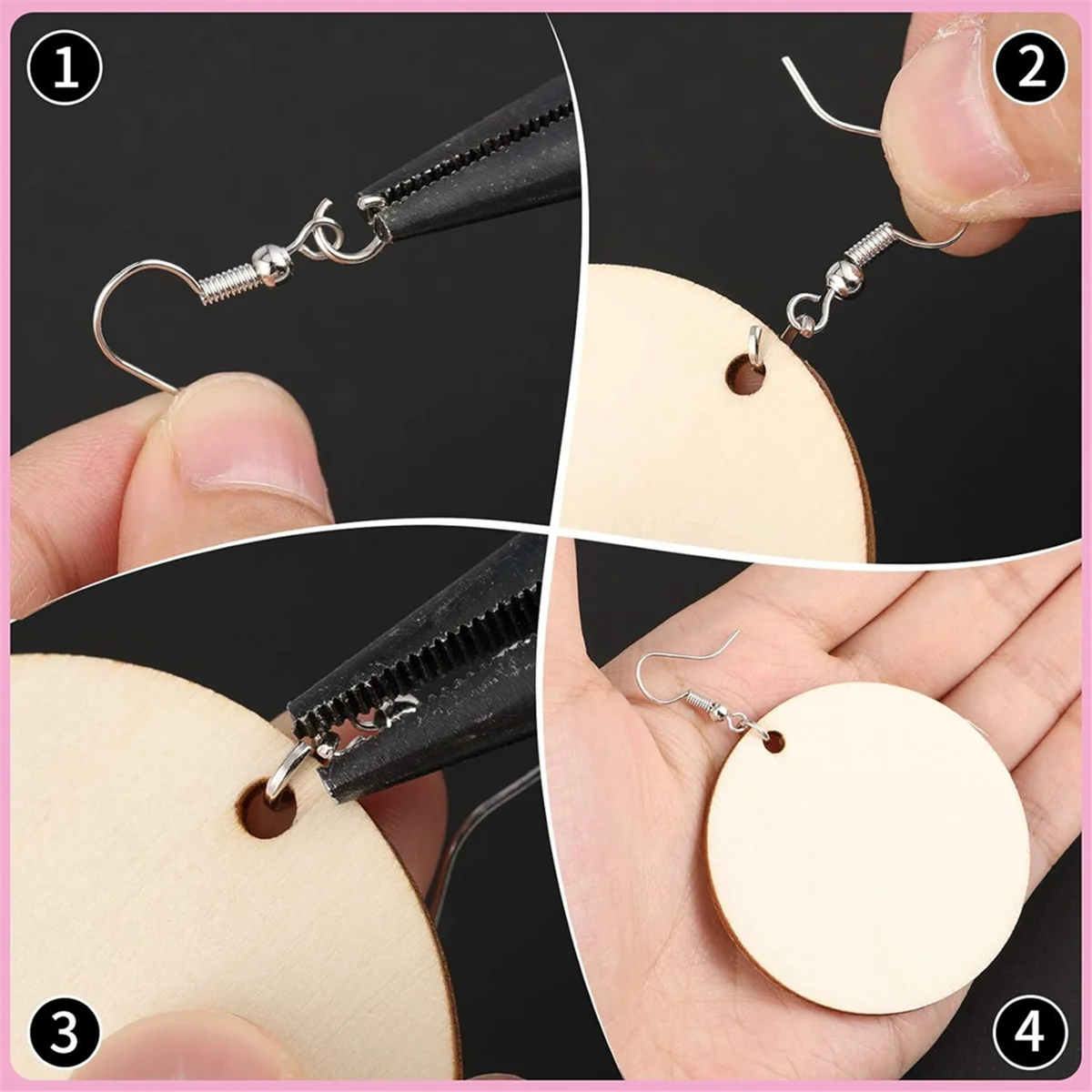 400PCS Wooden Unfinished Blank Round Earring Set DIY Wooden Creative Personalized Earring Pendant