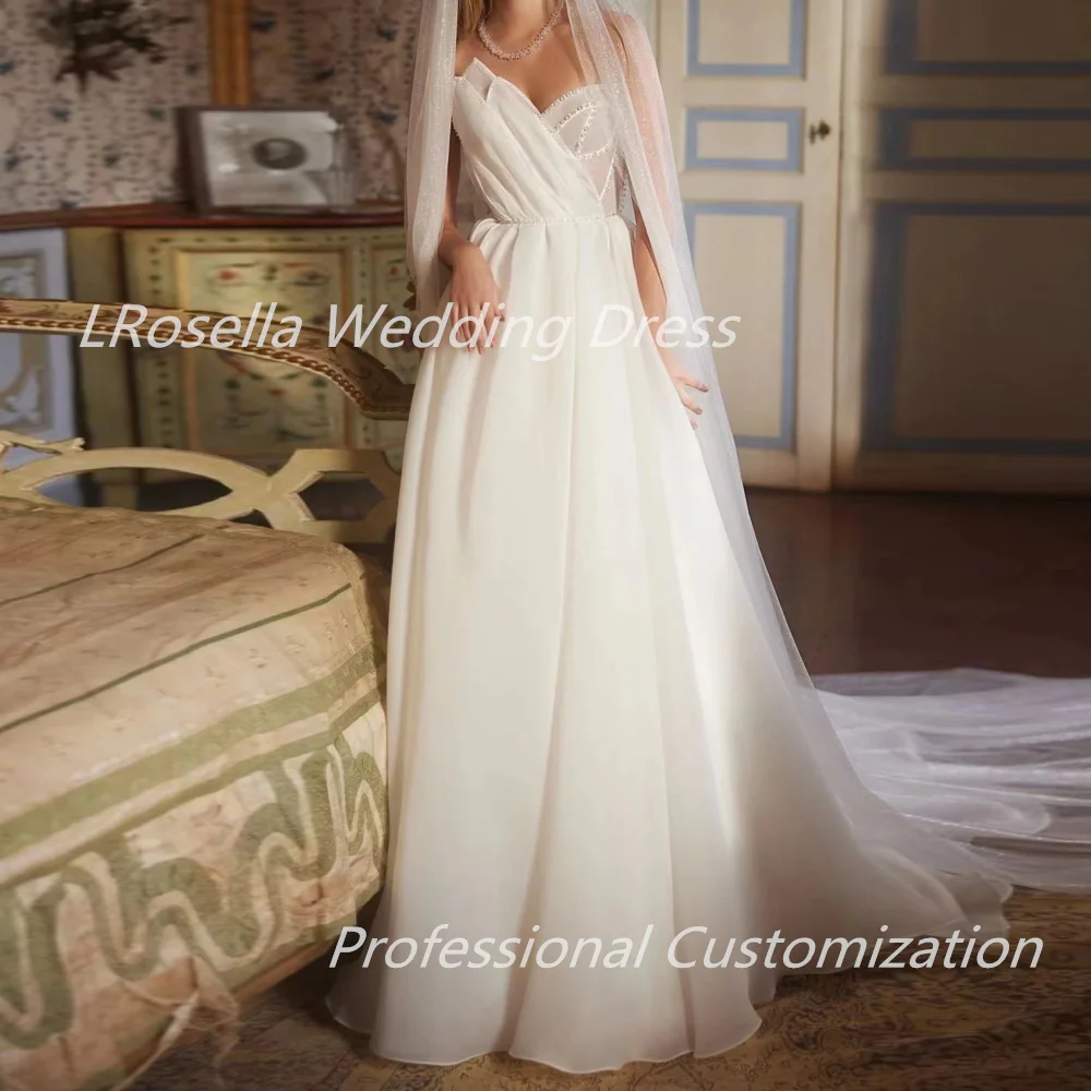 Lrosella Brautkleid Chiffon träger los boden lang ärmel los elegant elegant elegant elegant modernen Stil Luxus فساتي 2024