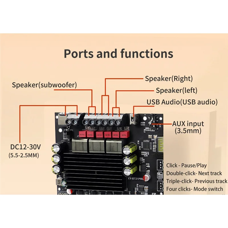 

【Top Picks】XY-ST21PRO Bluetooth Digital Amplifier Board 2.1 Channel 100Wx2+200W Subwoofer Amplifier Board TPA3221 Exceeds 3116