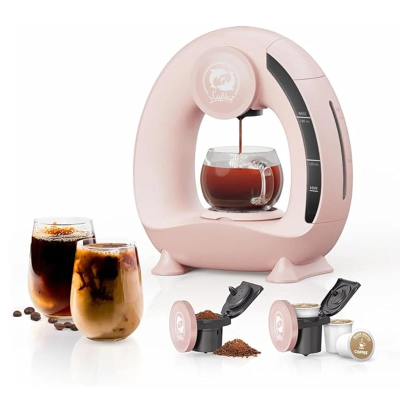 MINI Q 2 in 1 Coffee Machine Personal One Cup Coffee Maker/Tea Brewer With K Cup & Ground Coffee Adapter 4-8oz Brew Size