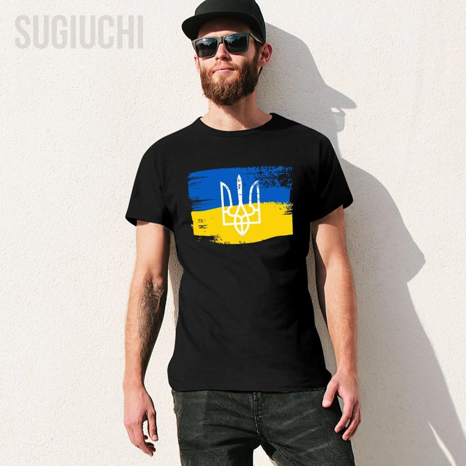 Unisex Men Vintage Flag Ukraine Ukrainian Emblem Tshirt Tees T Shirts Women Boys 100% Cotton T-Shirt