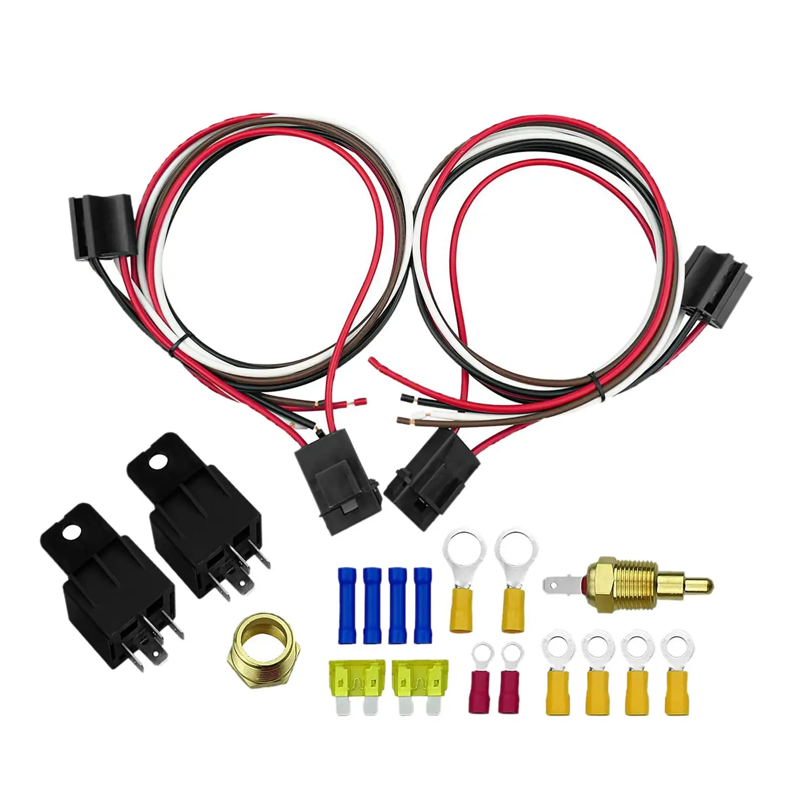 Auto Cooling Fan Relay Kit 185 On 175 Off 40 Amp Relay Thermostat Temperature Sensor Switch