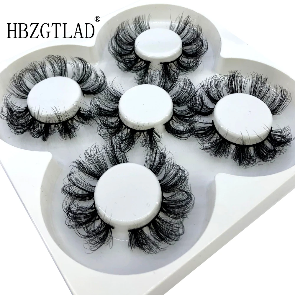 New 5 Pairs 25mm 3D Mink False Eyelashes Thick Dramatic Wispies Fluffy Eyelash Extension Makeup Volume Handmade Faux Mink Lashes