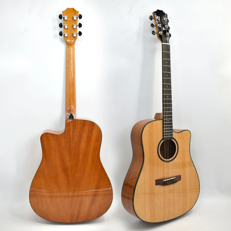 

41inch High Quality Cutaway Acoustic Guitar With Top Solid Spruce Mahogany Body Gloss Matte Rosewood Sides Geake